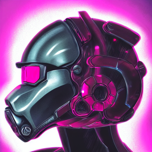 Stable Diffusion prompt: profile portrait, helmet lion cy...