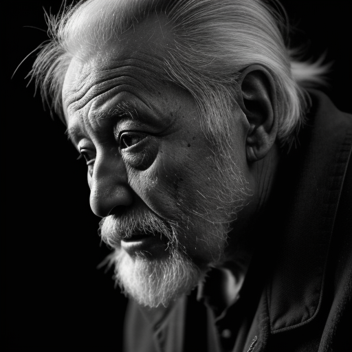 AI generated: epiCRealism prompt: side profile photo, mamiya, blacj and white, An im... (epiCRealism - Portraits)