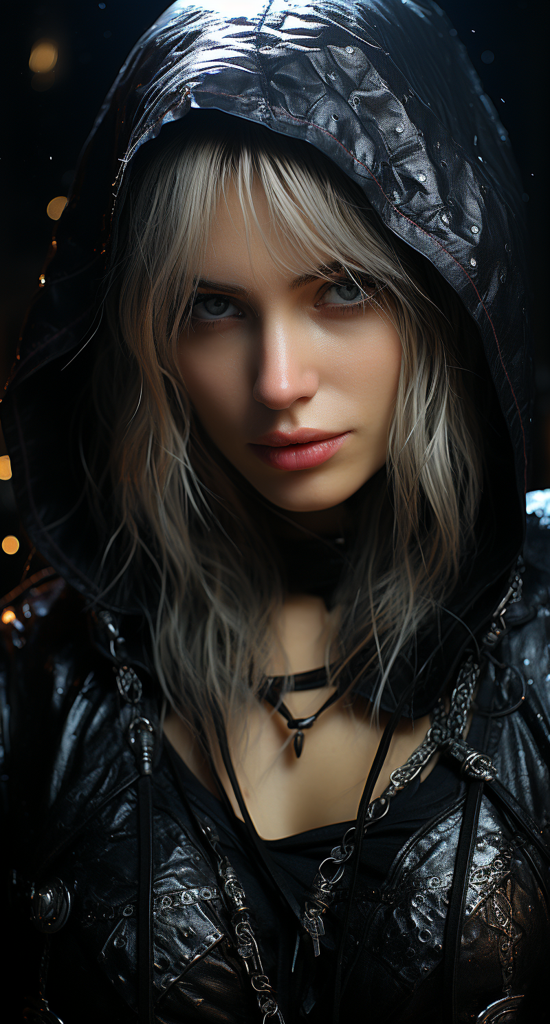 صورة مولدة بالذكاء الاصطناعي: Midjourney prompt: an image of a girl in the dark with a sword, in th... (نموذج Midjourney - تصوير فوتوغرافي)