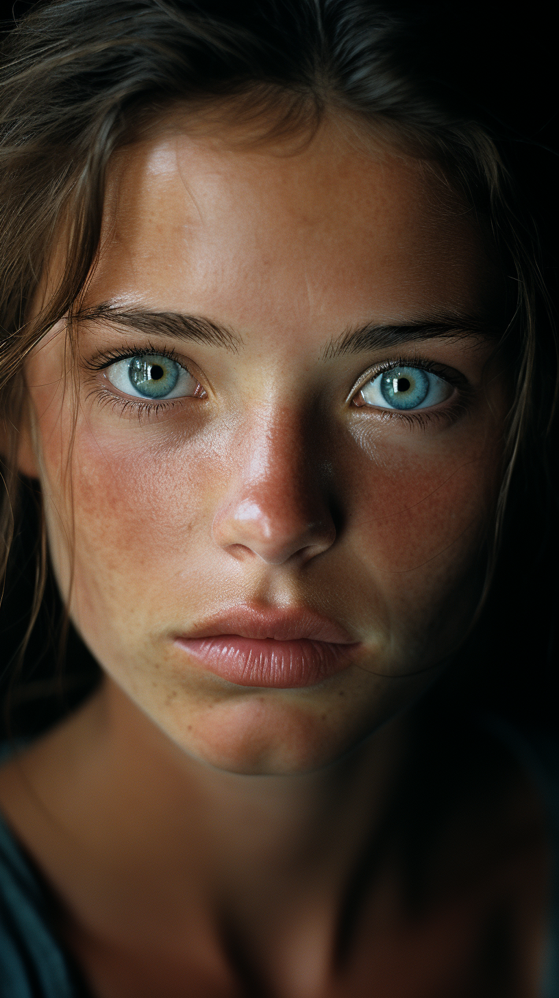 AI generated: Midjourney prompt: colors, sharp light blue eyes, A soul-stirring clo... (Midjourney - Portraits)
