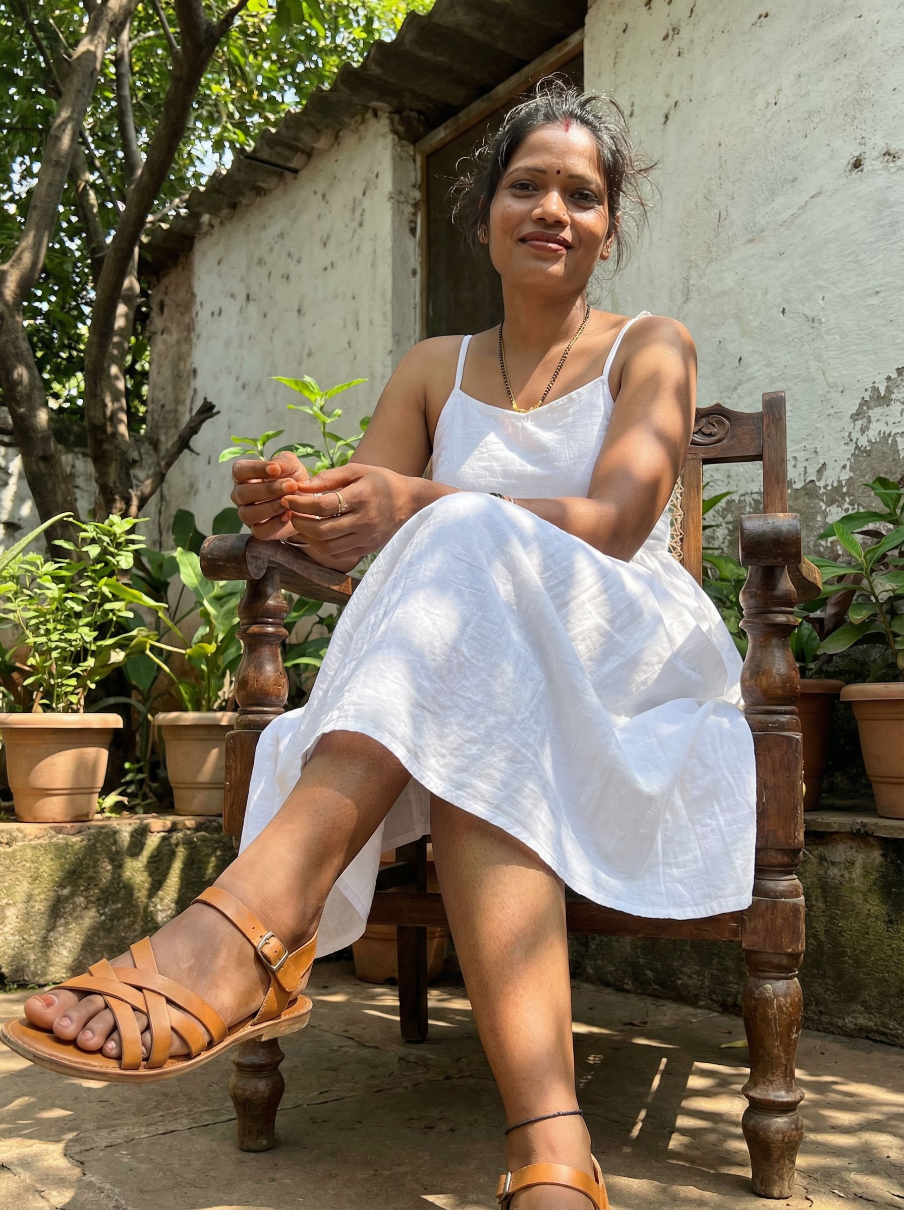 Nano Banana prompt: A candid, low-angle shot of the uploaded woman wit... - Nano Banana
