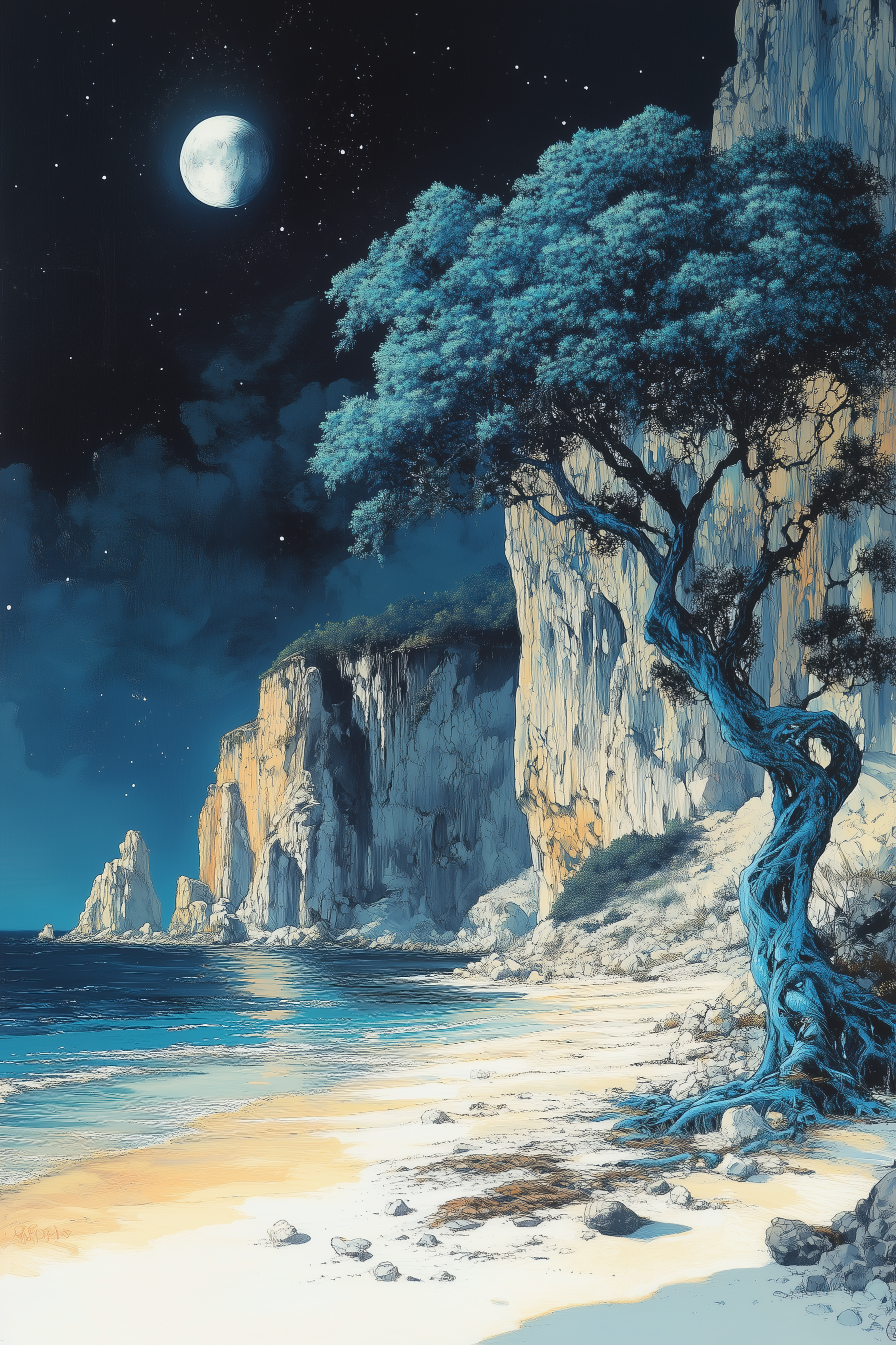 Midjourney prompt: illustrated in the style of Roger Dean, depicting ... - Midjourney