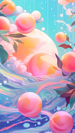 صورة مولدة بالذكاء الاصطناعي: Midjourney prompt: A surreal illustration, anime dreamy mango floatin... (نموذج Midjourney - صور شخصية)