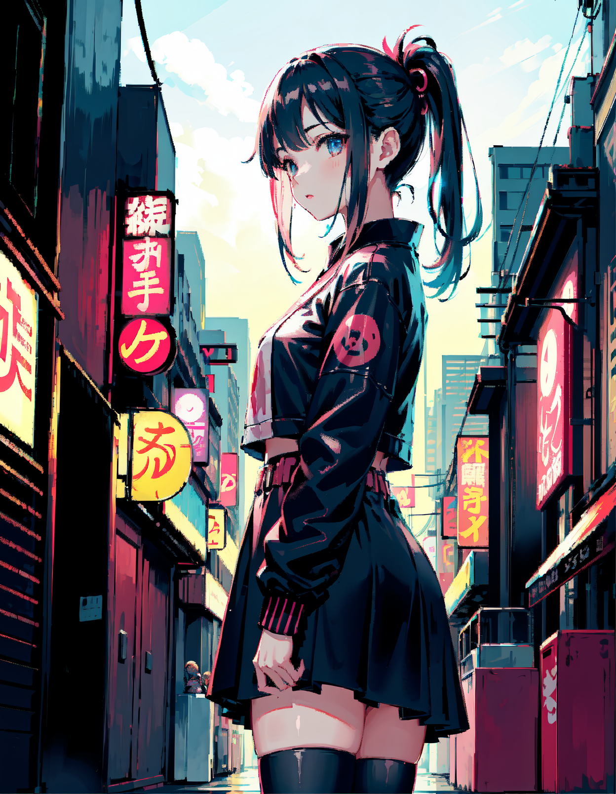 Stable Diffusion prompt: Neotokyo Vibrant neon Tokyo stre...