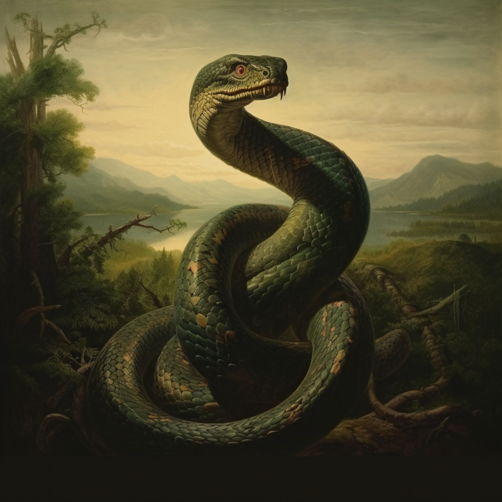 AI generated: Midjourney prompt: serpent --c 25 (Midjourney - Character Design)