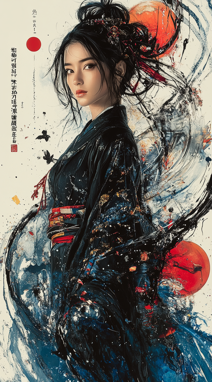 صورة مولدة بالذكاء الاصطناعي: Midjourney prompt: Movie poster featuring a female character in a str... (نموذج Midjourney - صور شخصية)