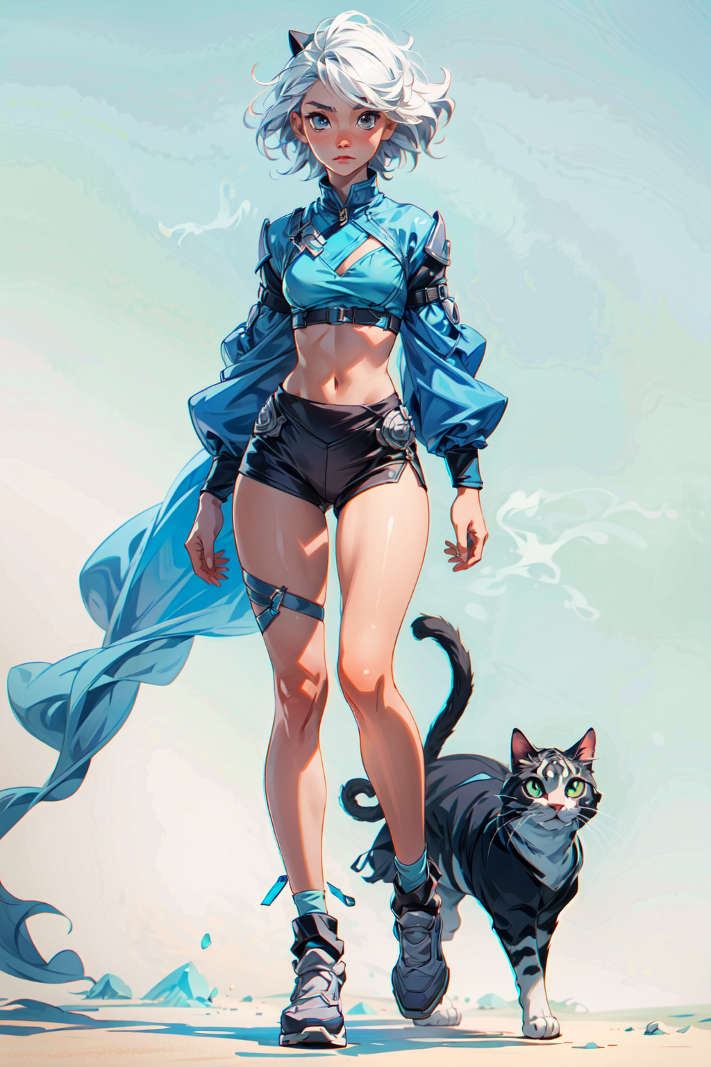 AI generated: Stable Diffusion prompt: (full body), intricate azure armor, detailed gorge... (Stable Diffusion - Concept Art)