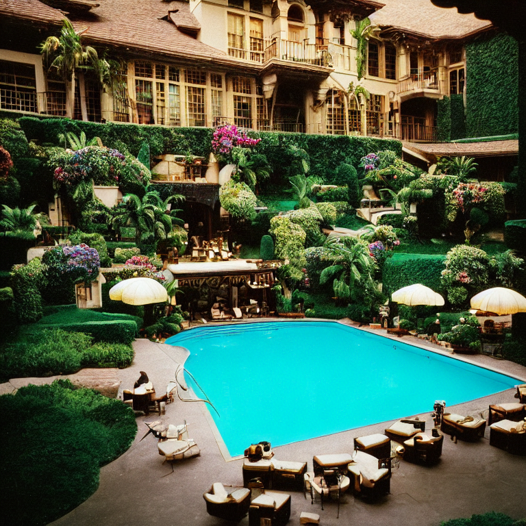 Stable Diffusion prompt: 35mm lomo photography of A pool ...