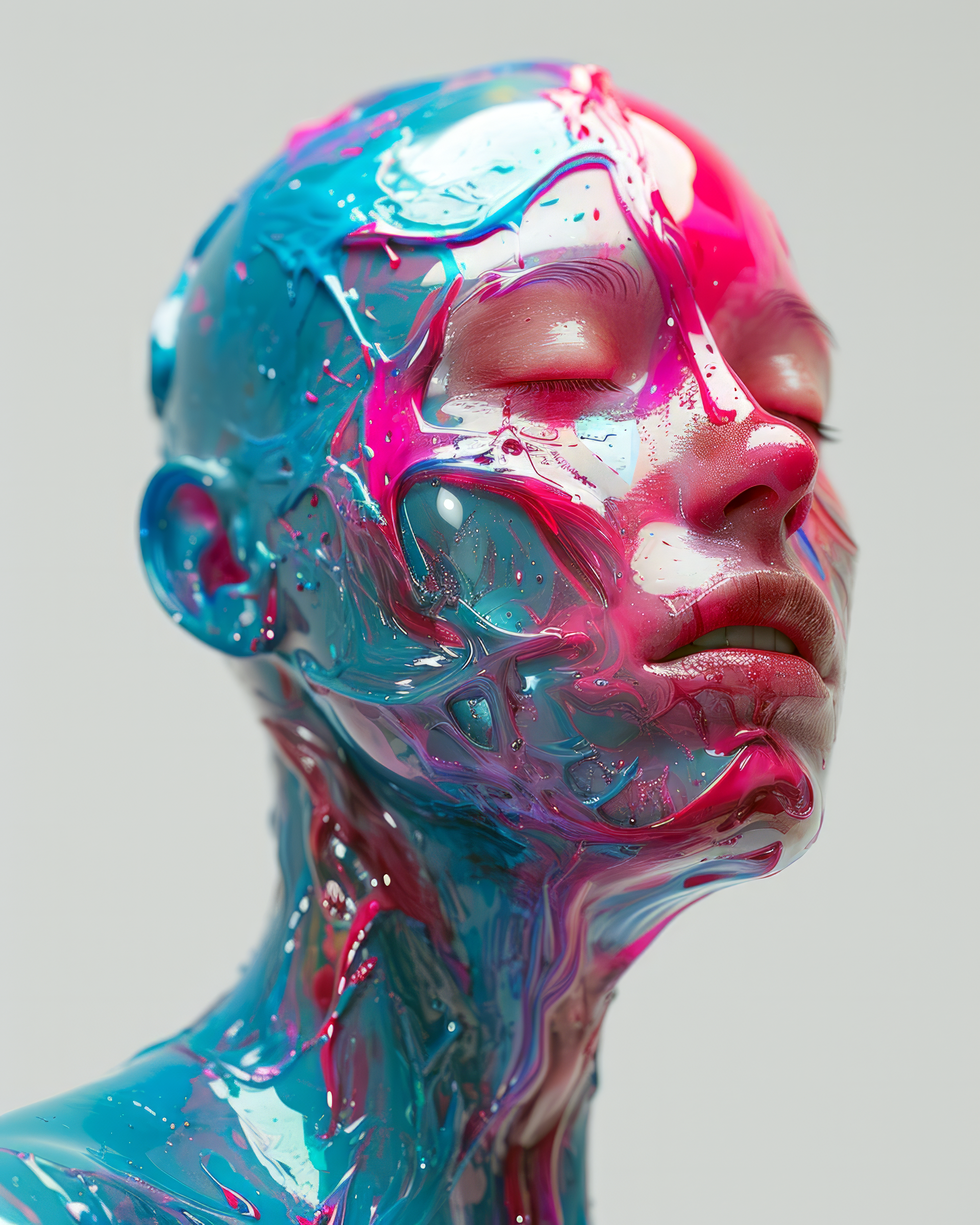 AI generated: Futuristic Fluids (Midjourney - Portraits)