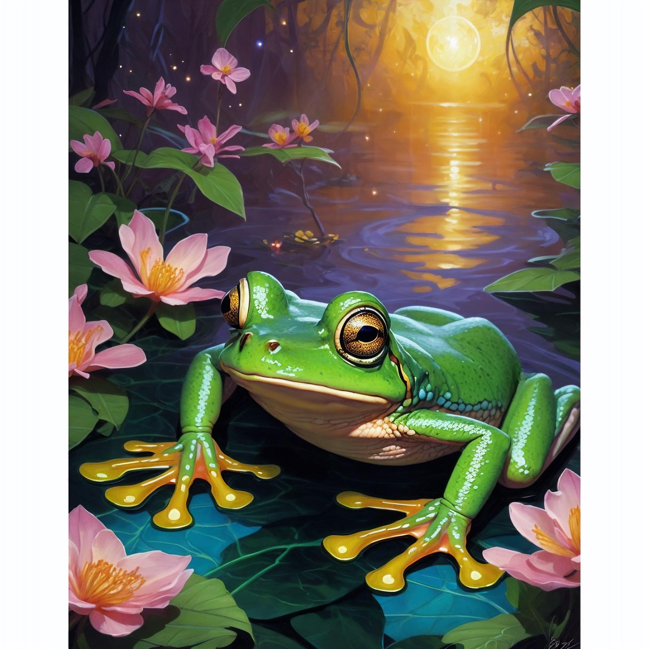 Stable Diffusion prompt: frog painting with perfect anato...