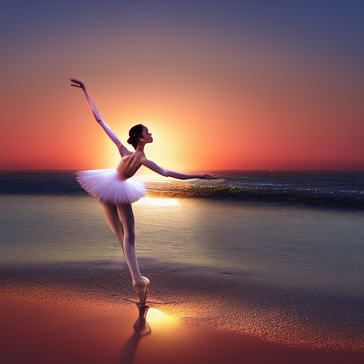 Stable Diffusion prompt: a beautiful ballet dancer on a b...