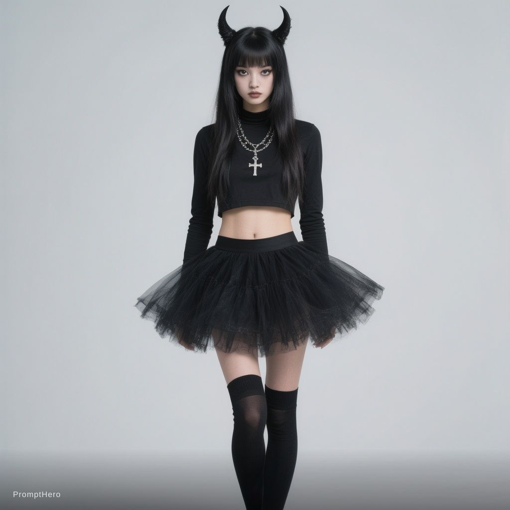 AI generated: Hero prompt: asian\maxican goth girl in overnknee socks black b... (Hero - Portraits)