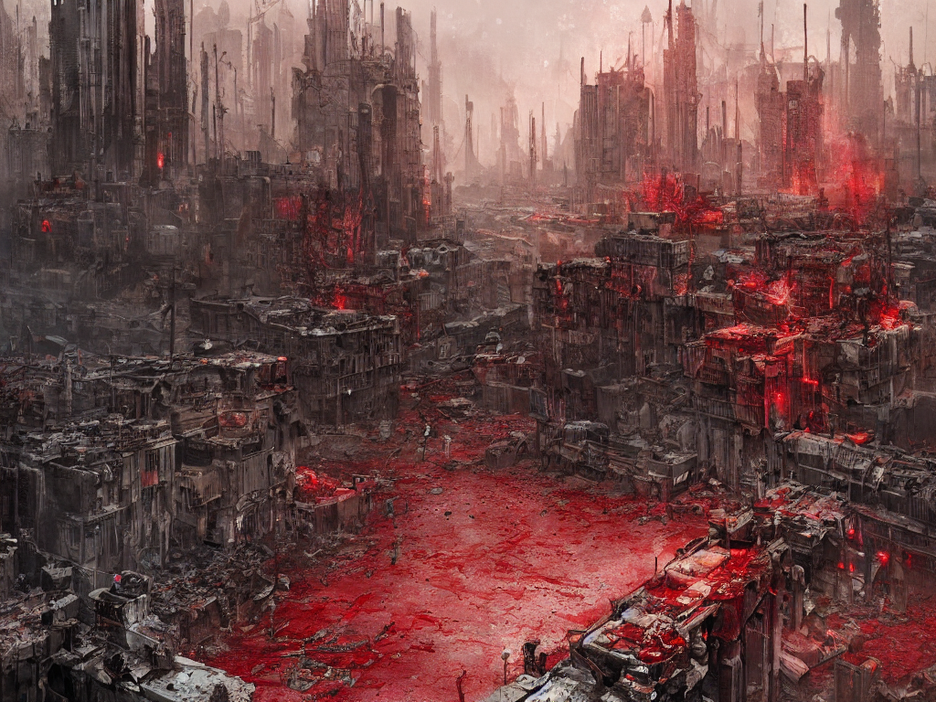 Stable Diffusion prompt: post apocalyptic CITY MADE OF bl...