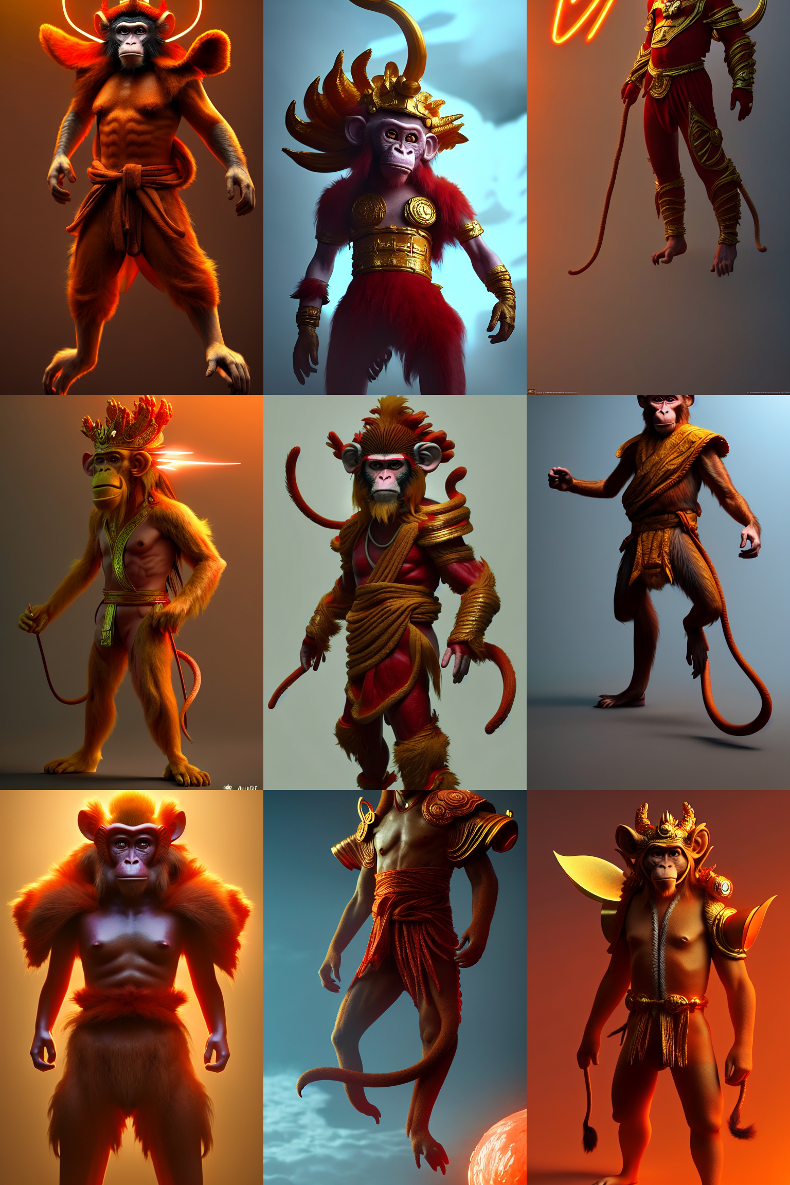 Stable Diffusion prompt: monkey king, full body, sci - fi...