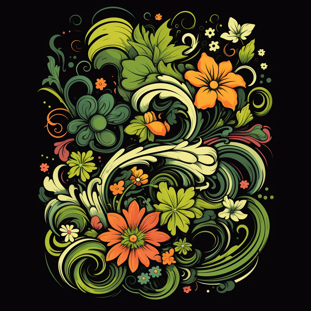 Midjourney prompt: Tshirt vector, svg, hallucinogenic plants, with sw... - Midjourney