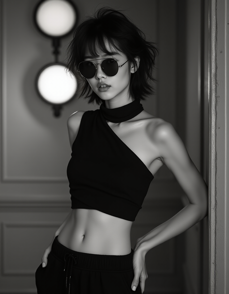 AI generated: FLUX prompt: monochrome High fashion black and white upper body... (FLUX - Fashion)