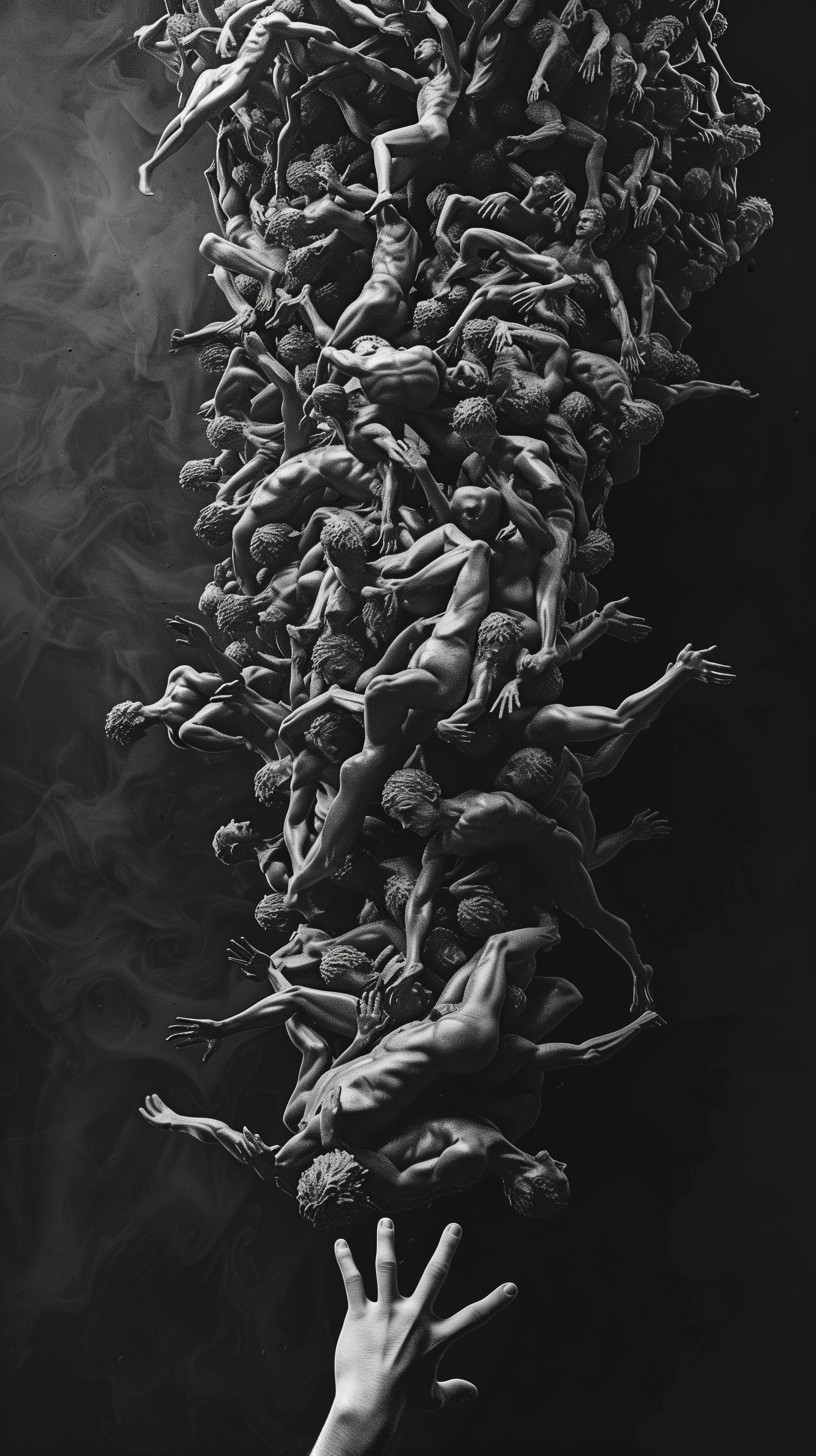 AI generated: Midjourney prompt: surreal scene with a human figure at the bottom, r... (Midjourney - Concept Art)