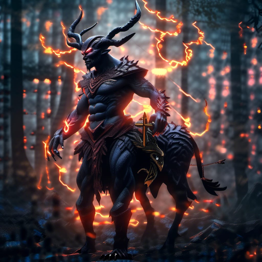AI generated: The Dark Centaur (Stable Diffusion - Character Design)