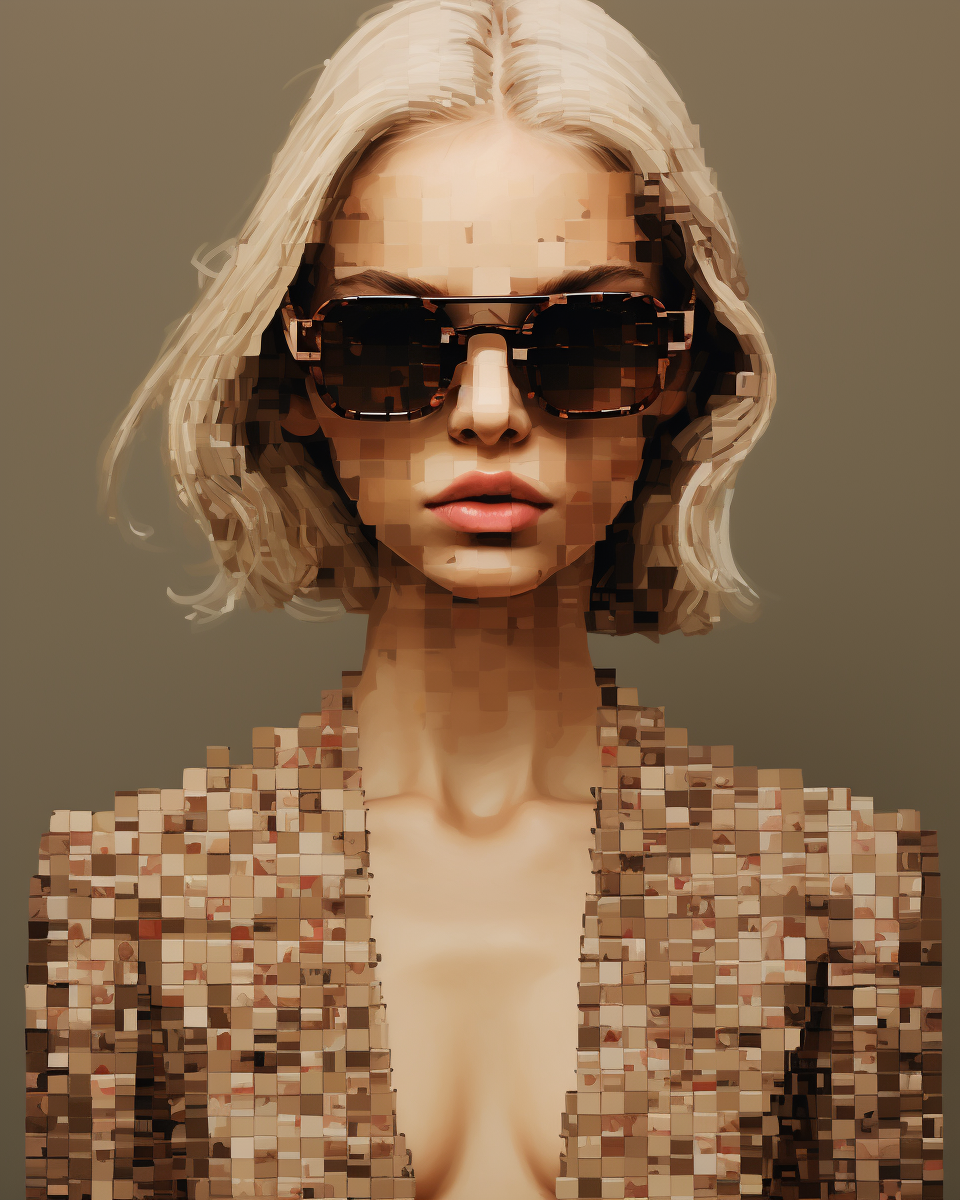 AI generated: Midjourney prompt: broken pixels portrait, vogue aesthetic, gucci sty... (Midjourney - Portraits)