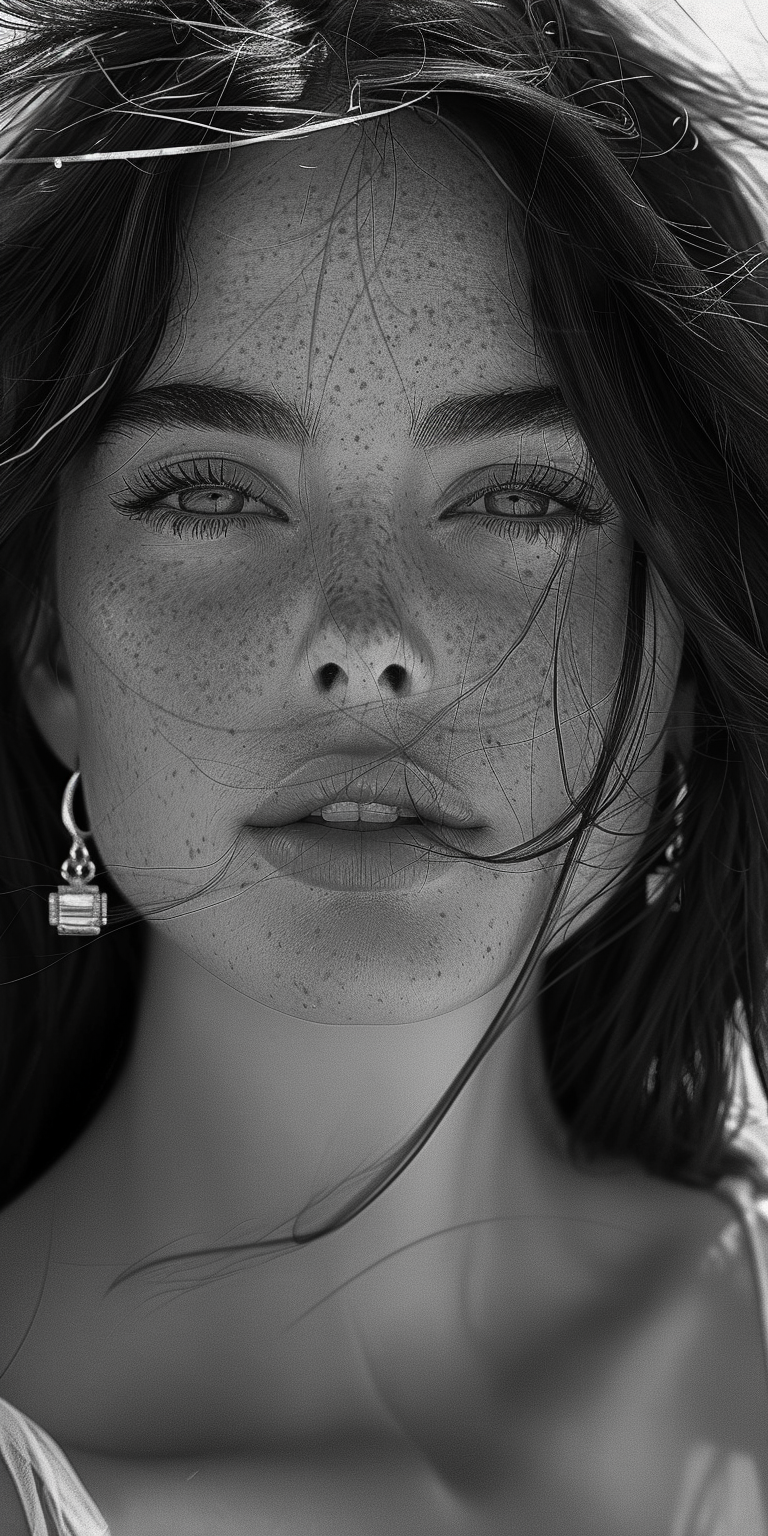 AI generated: Midjourney prompt: Black and white portrait of an extremely beautiful... (Midjourney - Photography)