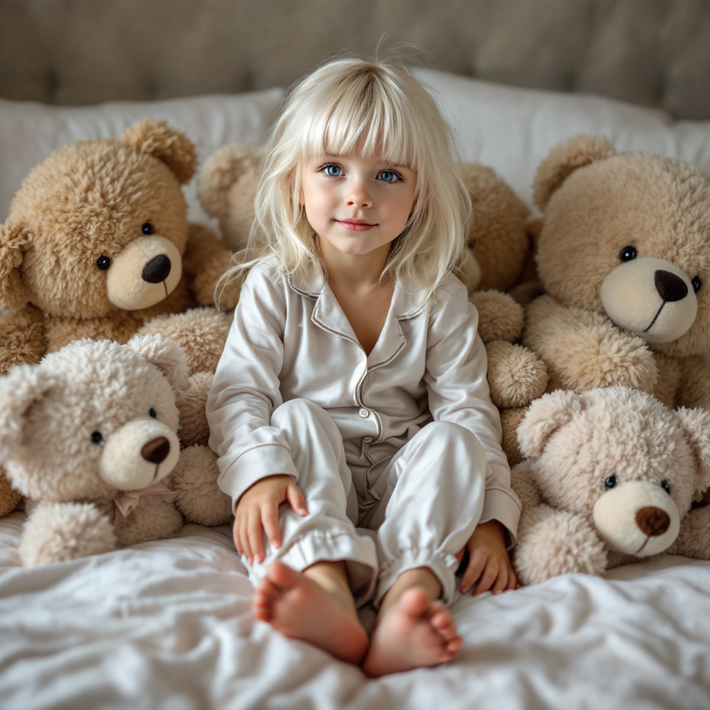 AI generated: FLUX prompt: cute skinny 10 y/o girl wearing soft pajamas and b... (FLUX - Portraits)