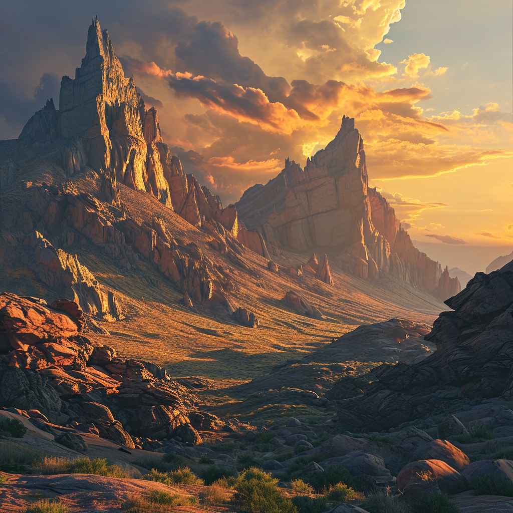 AI generated: Midjourney prompt: saharian landscape at sunset , 4k ultra realism, B... (Midjourney - Landscapes)