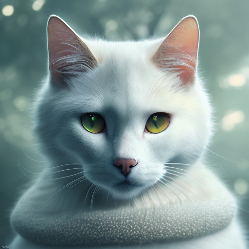 AI generated: Openjourney prompt: robotic white cat, with a little bit of yellow hai... (Openjourney - Photography)
