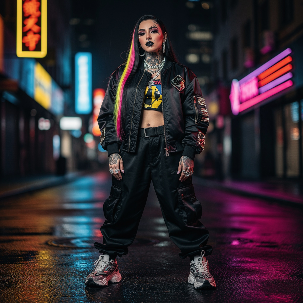 Hero prompt: beautiful russian trapmetal rapper girl posi...