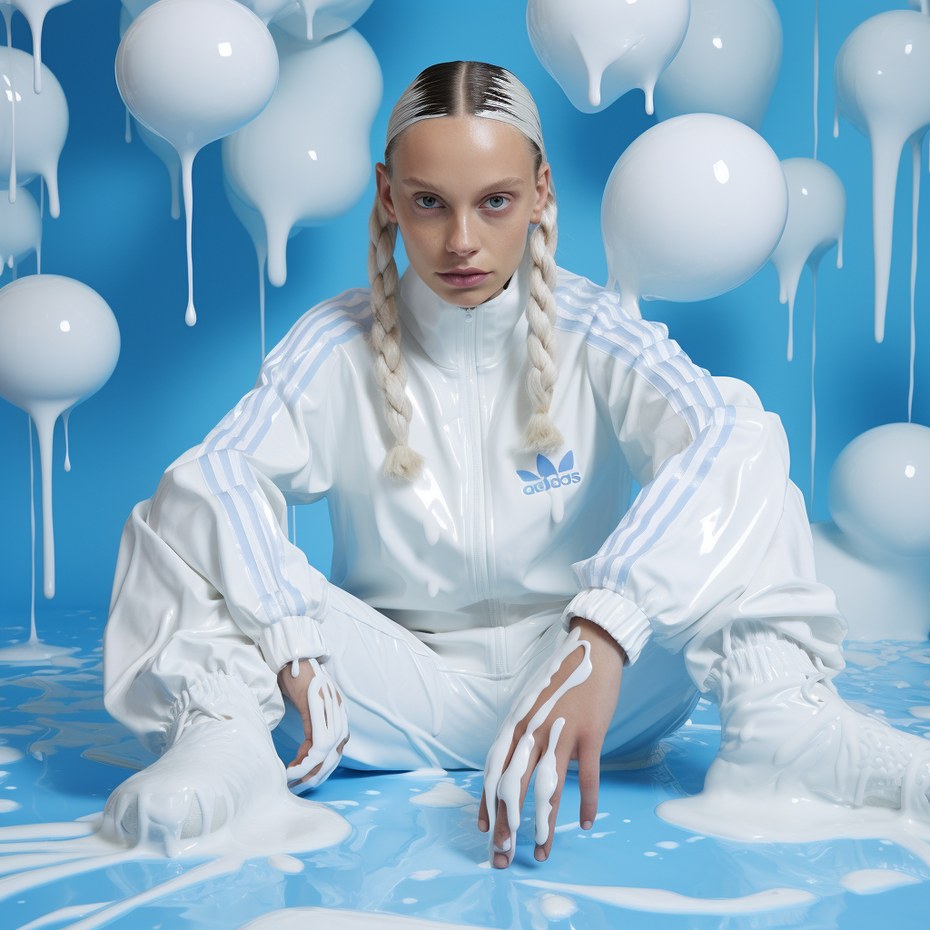 صورة مولدة بالذكاء الاصطناعي: Midjourney prompt: milky adidas collection (نموذج Midjourney - صور شخصية)