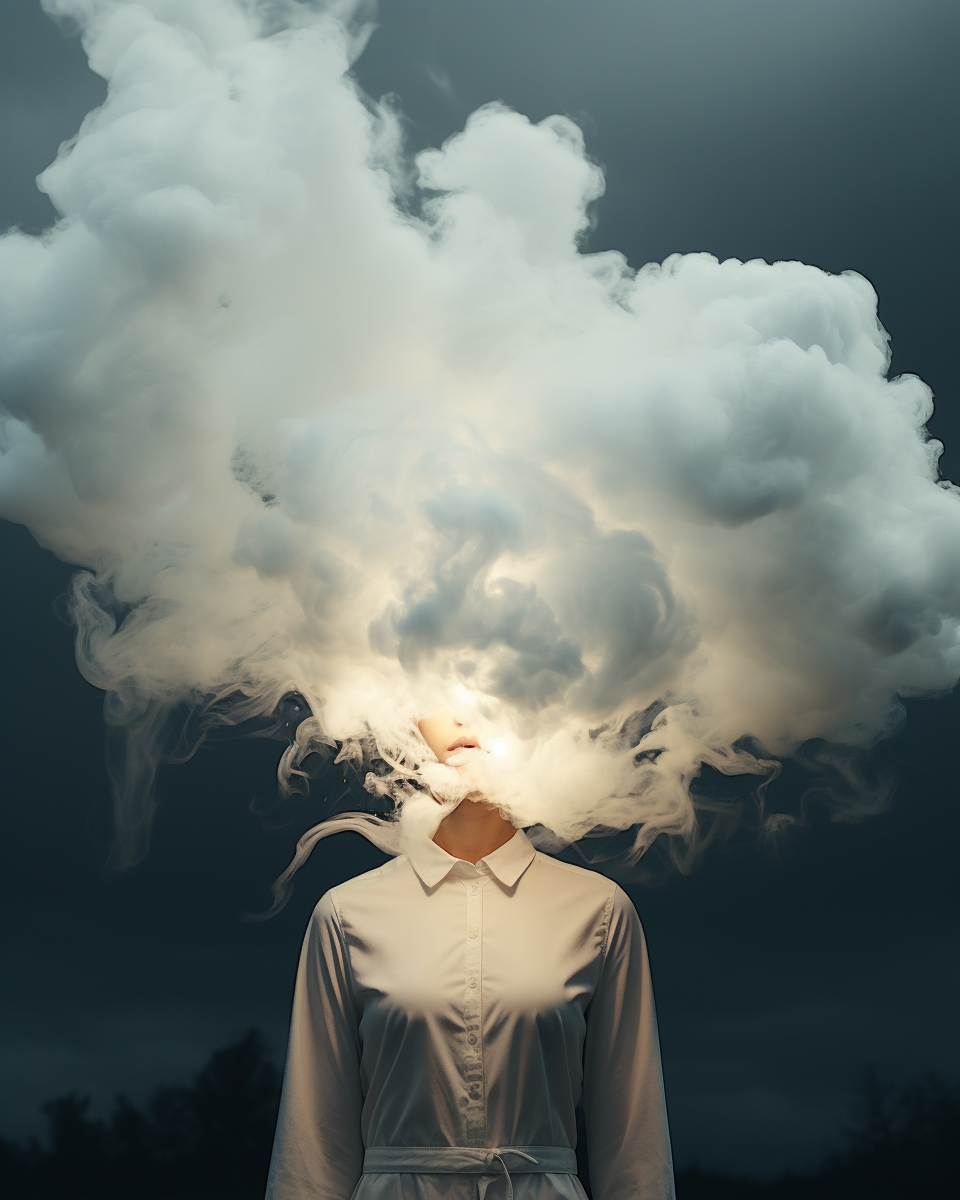 AI generated: Midjourney prompt: a woman with smoke coming out of her head, by Matt... (Midjourney - Concept Art)