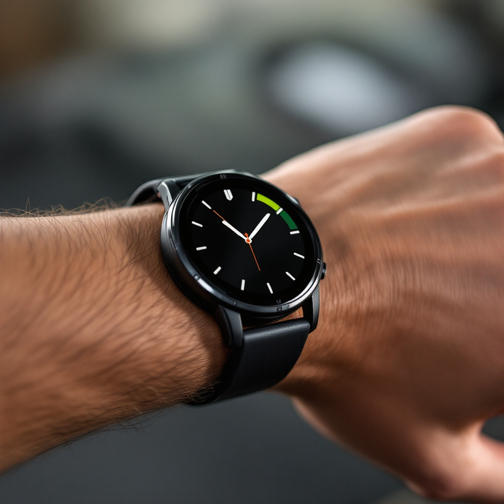 FLUX prompt: Reloj Smart Watch realista en el pulso hacie...
