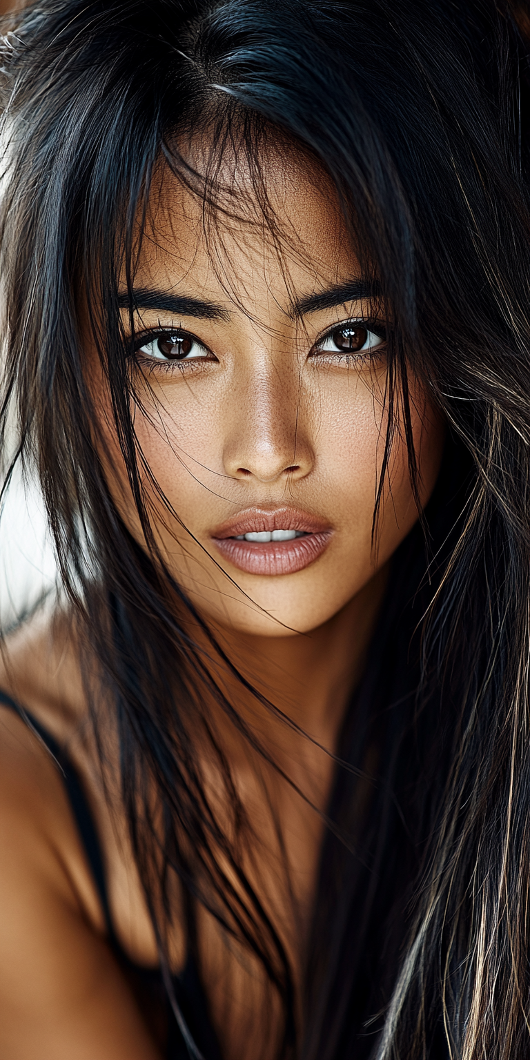 AI generated: Midjourney prompt: high definition photo, stunning Asian model, close... (Midjourney - Photography)