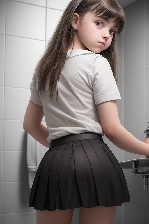 AI generated: DreamShaper prompt: 15 year old, little skirt girl in bathroom with he... (DreamShaper - Interior Design)