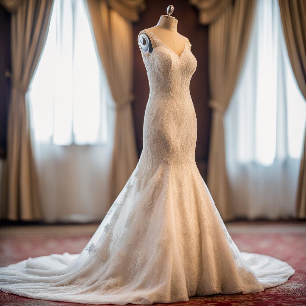 AI generated: Mannequin Wedding Dress Display (Stable Diffusion - Photography)