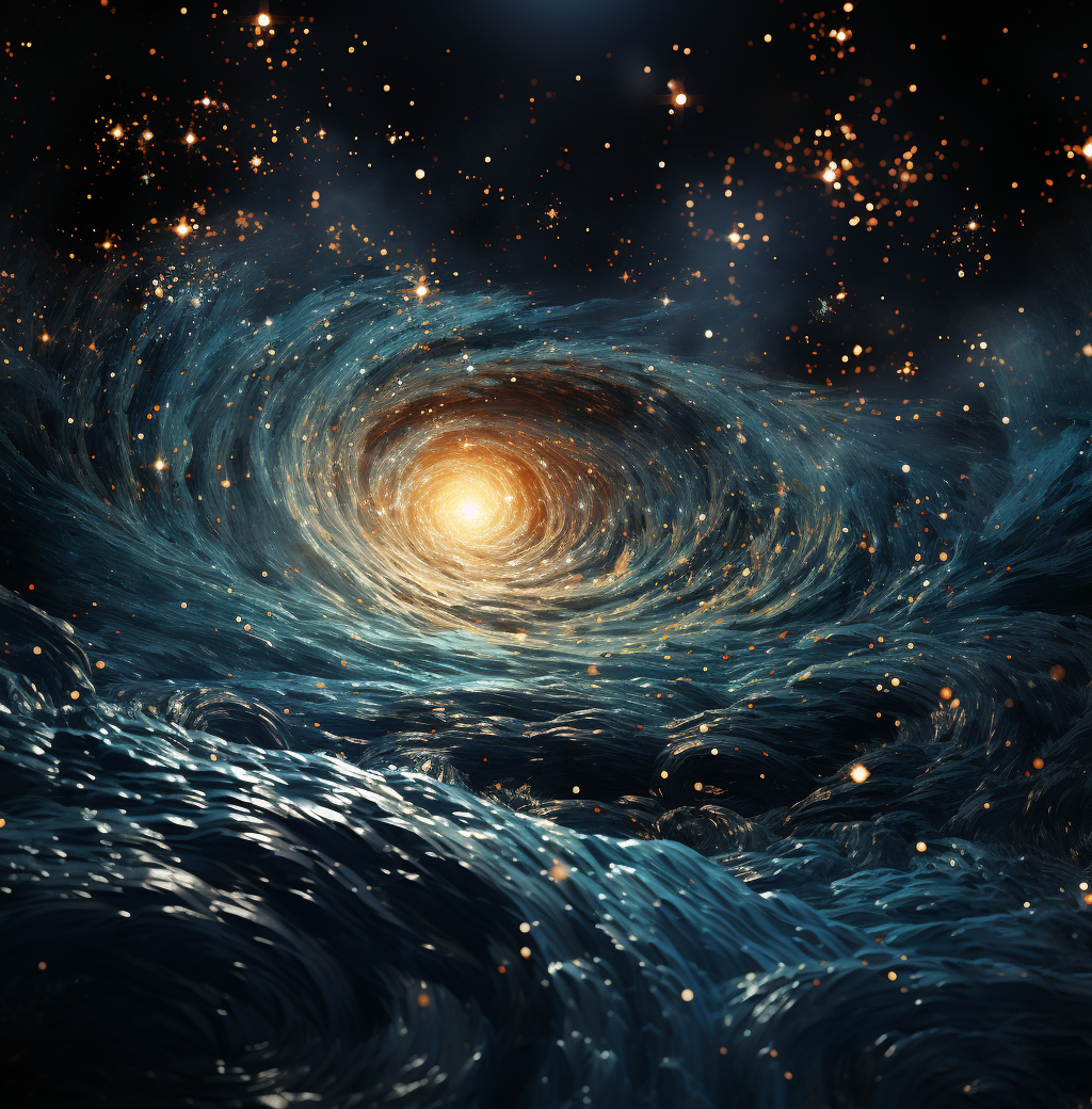 AI generated: Midjourney prompt: a spiral galaxy in the distance, in the style of l... (Midjourney - Concept Art)