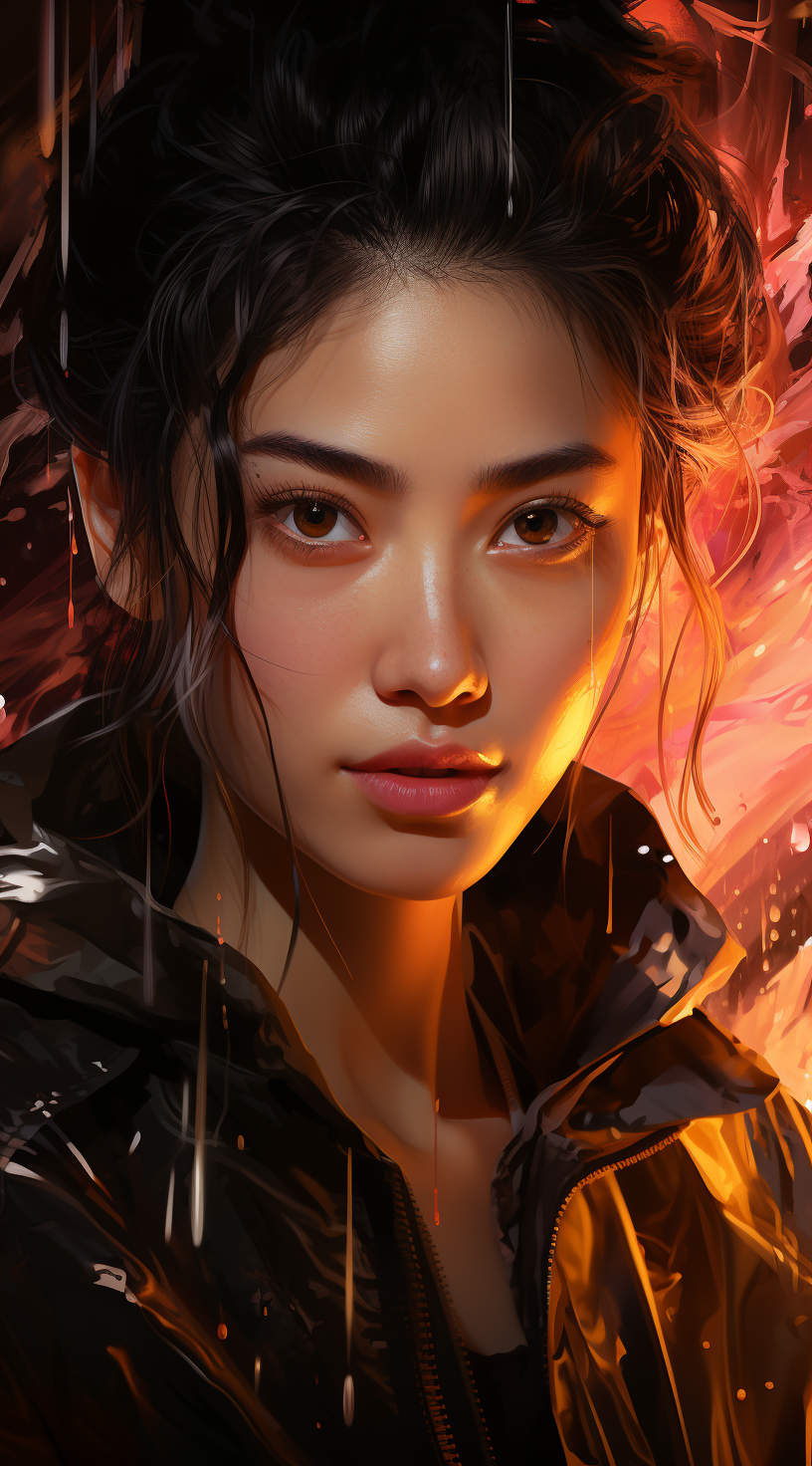 AI generated: Midjourney prompt: an Asian woman, in the style of light amber and pi... (Midjourney - Portraits)