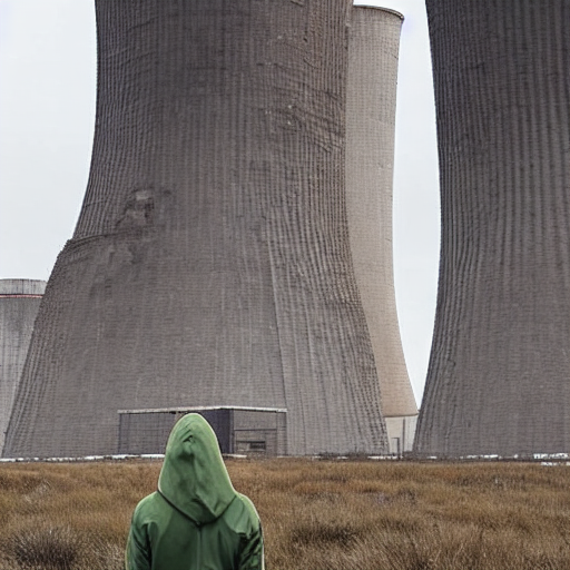 Stable Diffusion prompt: Ruined city, nuclear power plant...