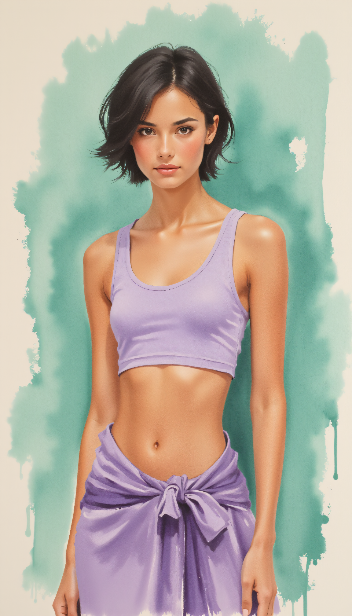 AI generated: FLUX prompt: Loose brushwork oil painting of a toned woman with... (FLUX - Portraits)