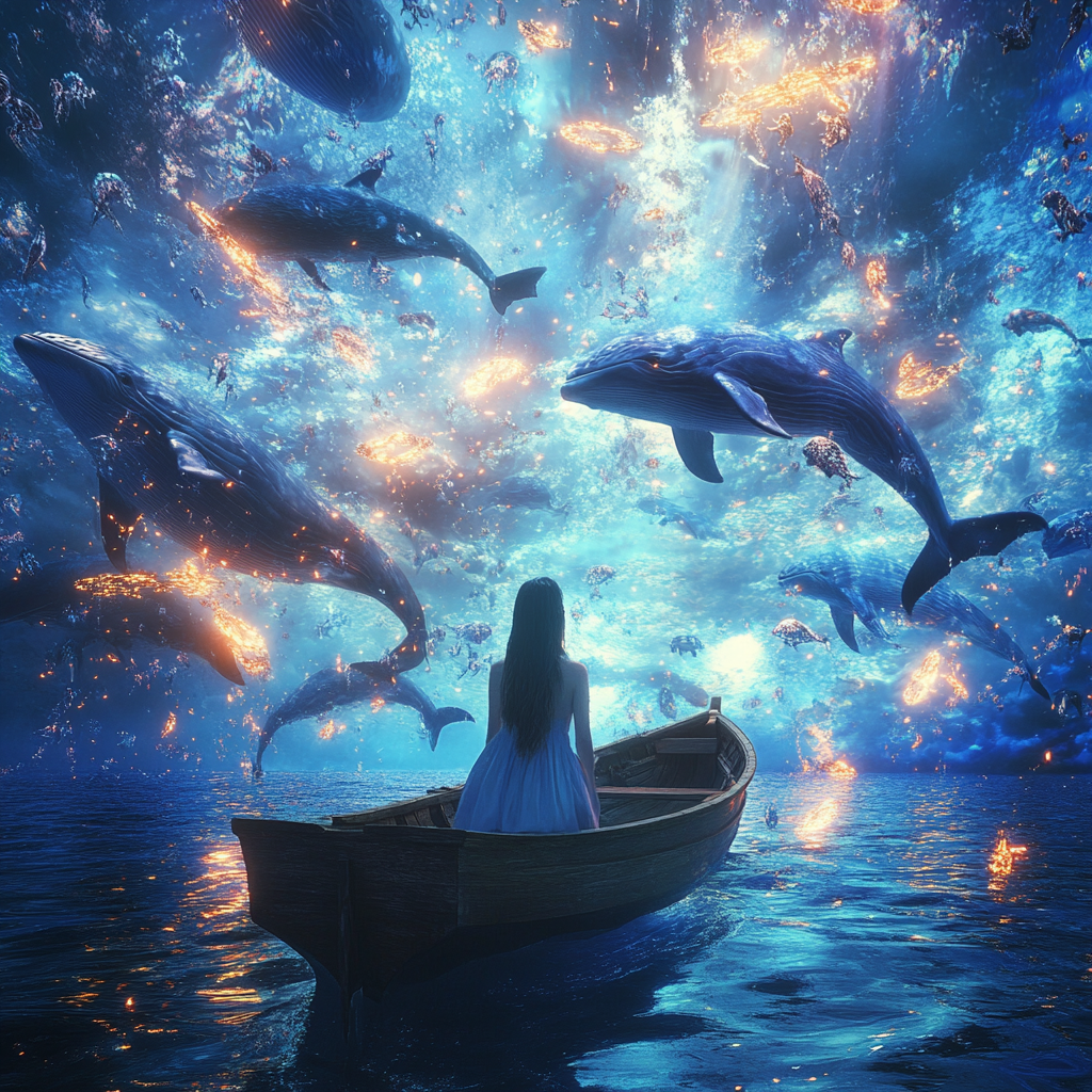 AI generated: Midjourney prompt: A fantastical landscape where the sky is alive wit... (Midjourney - Landscapes)