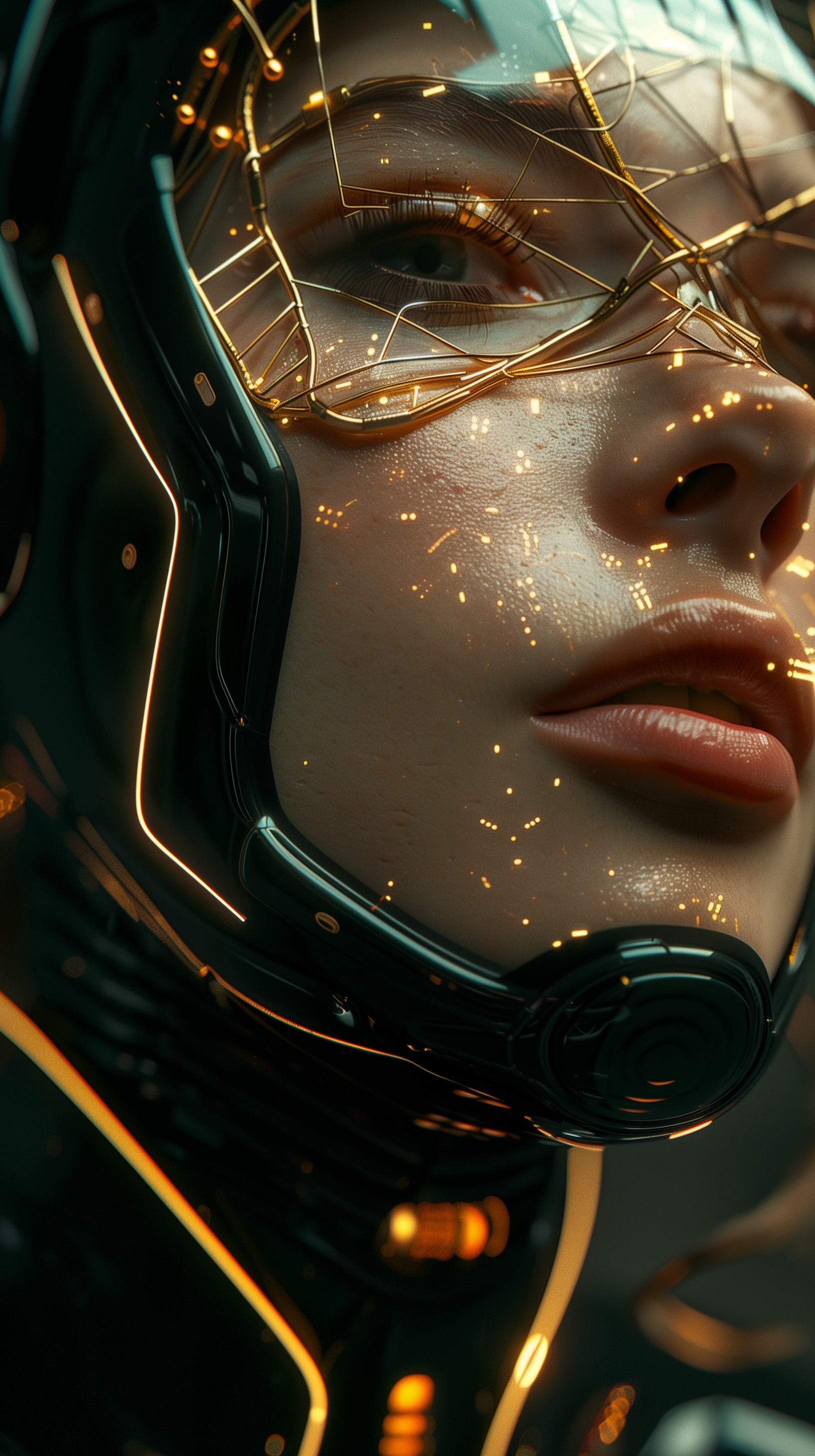 AI generated: Midjourney prompt: woman wearing a cyberpunk style shiny and slimy go... (Midjourney - Portraits)