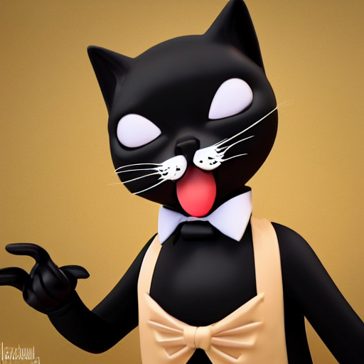 Stable Diffusion prompt: Black cat anthropomorphic butler...