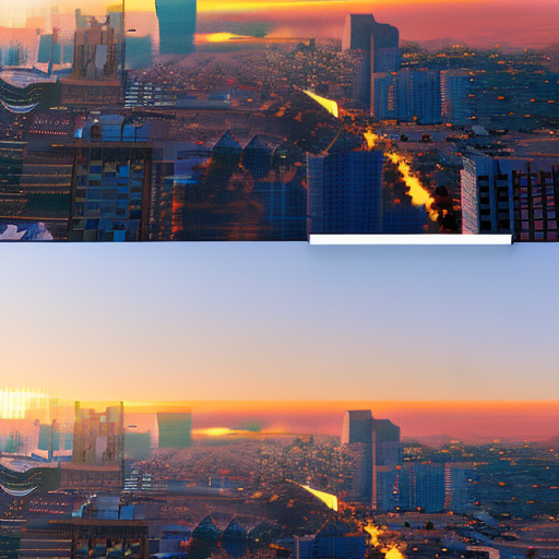 Stable Diffusion prompt: arafed view of a city at sunset ...