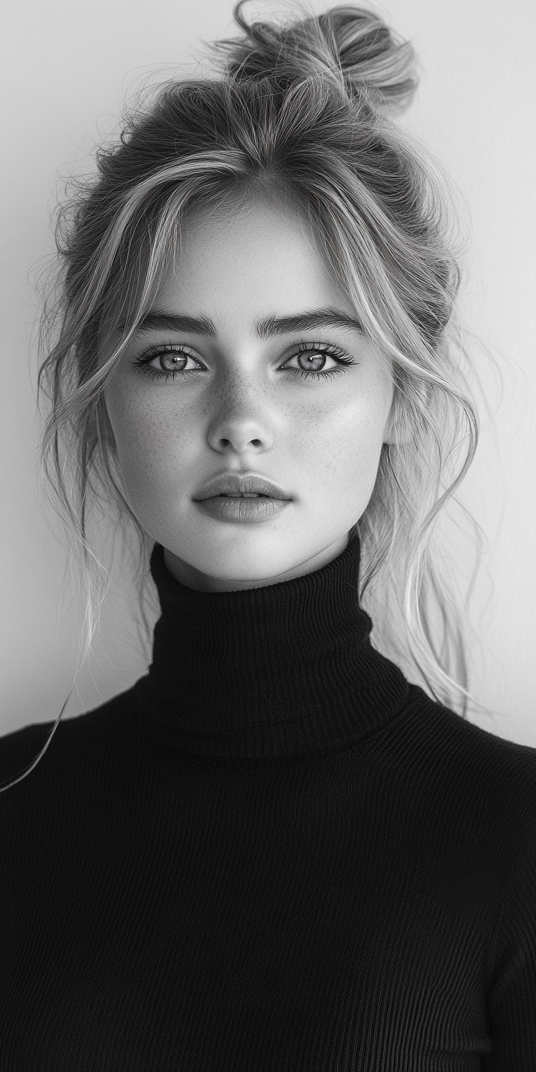 AI generated: Midjourney prompt: Headshot portrait of a young blonde woman with a p... (Midjourney - Portraits)