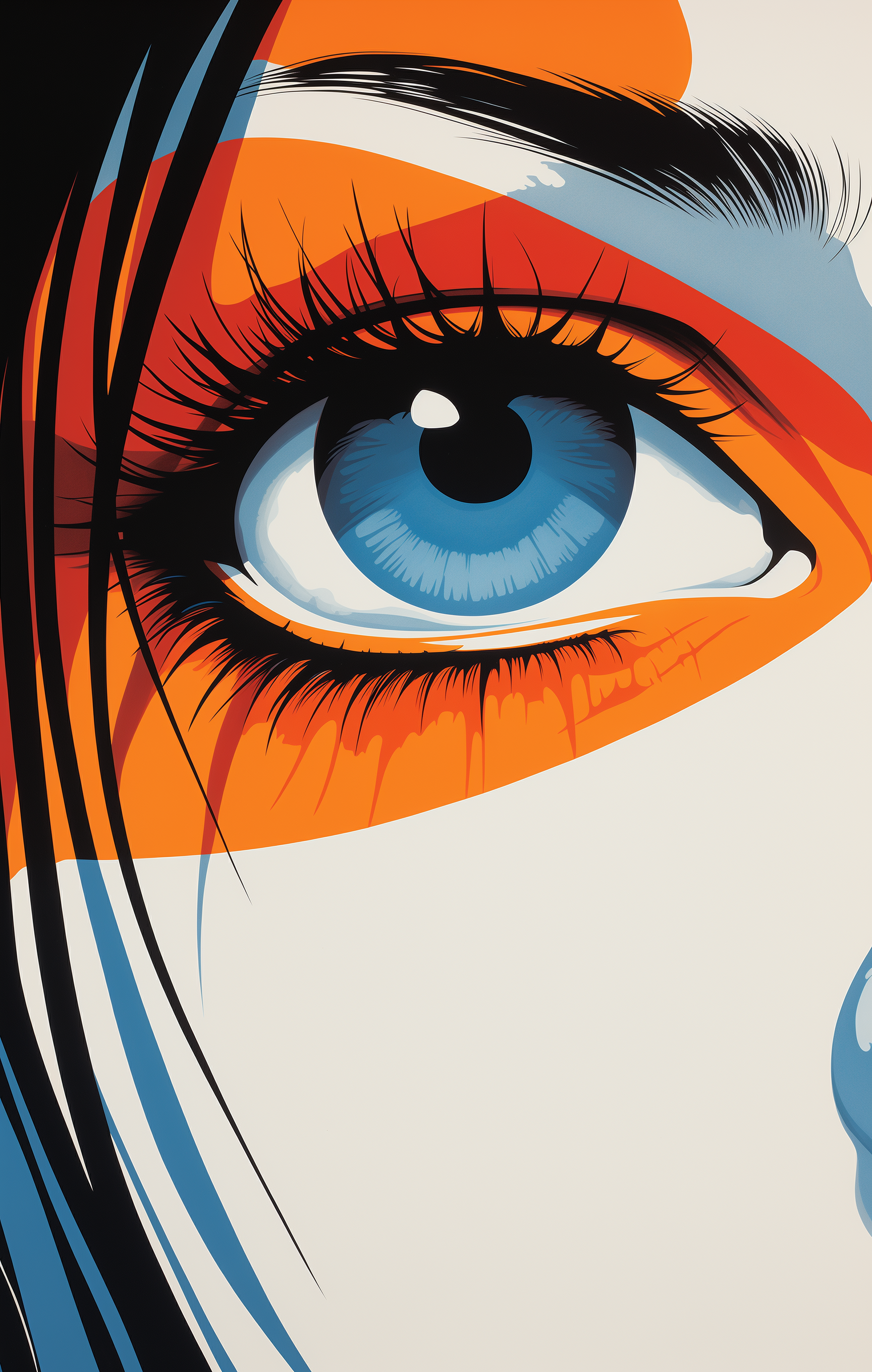 AI generated: Midjourney prompt: a woman's eye and a face in different colors, in t... (Midjourney - Portraits)