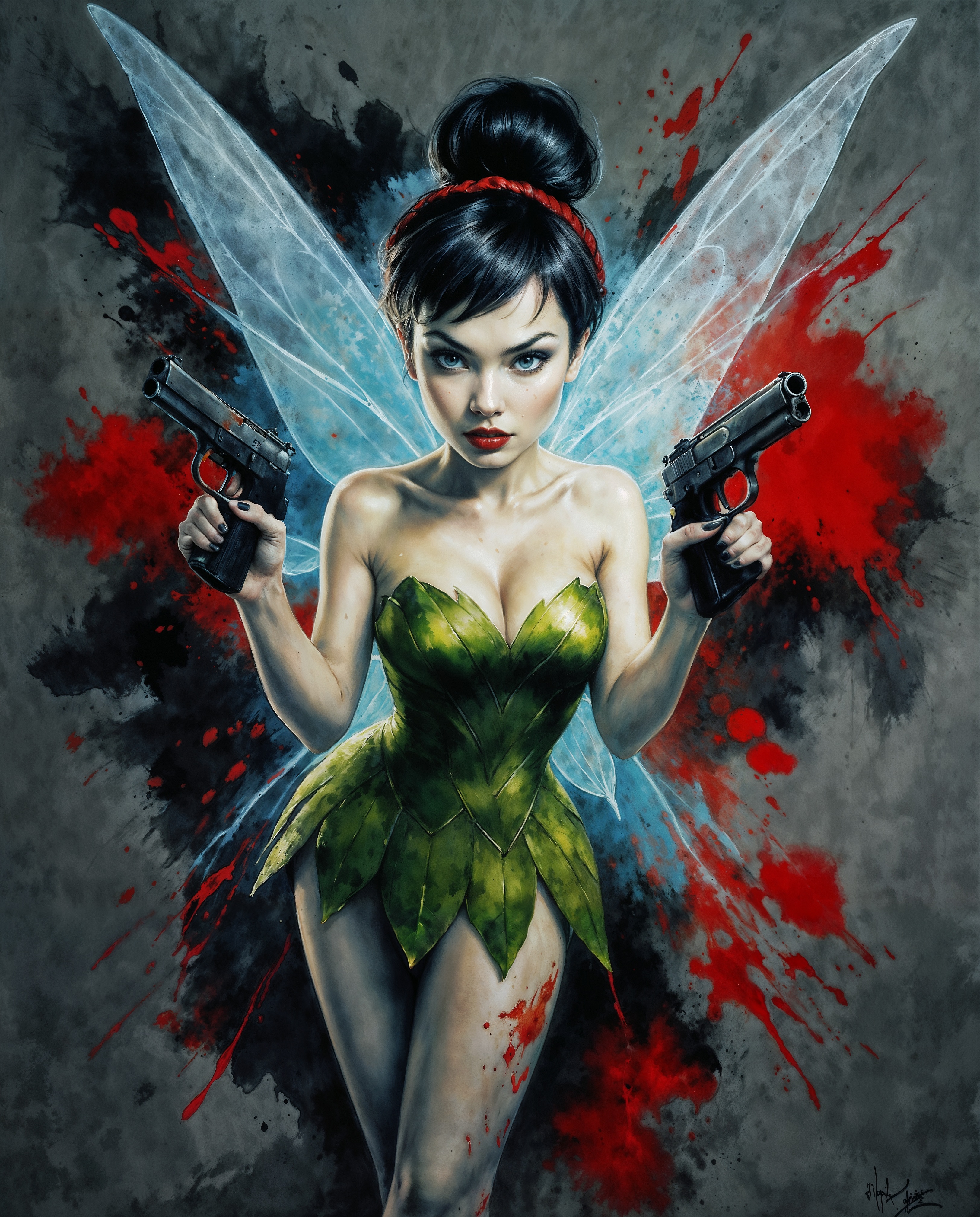 AI generated: Tinker Bell Armed & Ready (SD XL - Concept Art)
