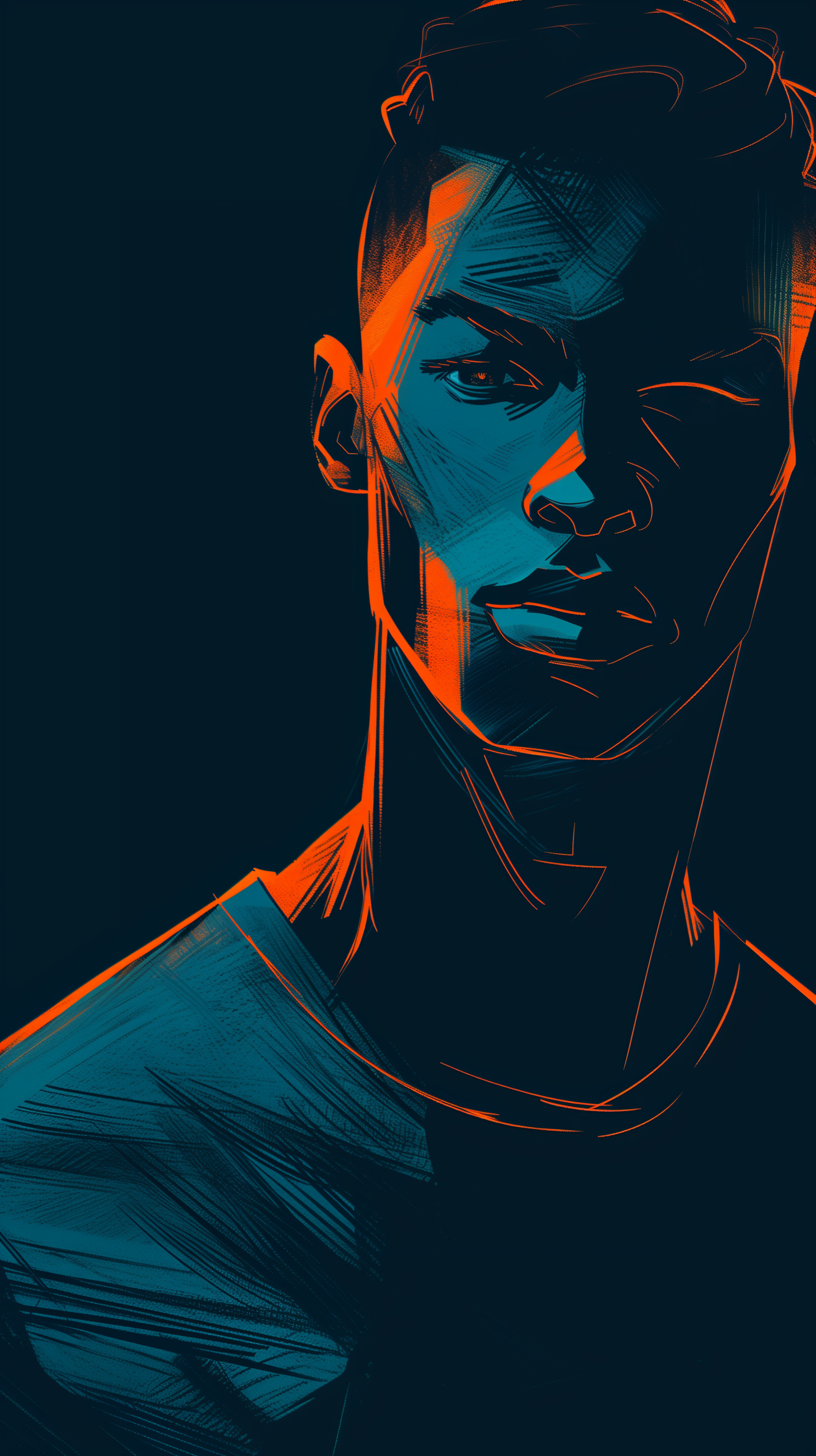 AI generated: Midjourney prompt: digital portrait of a confident male, drawn in bol... (Midjourney - Portraits)