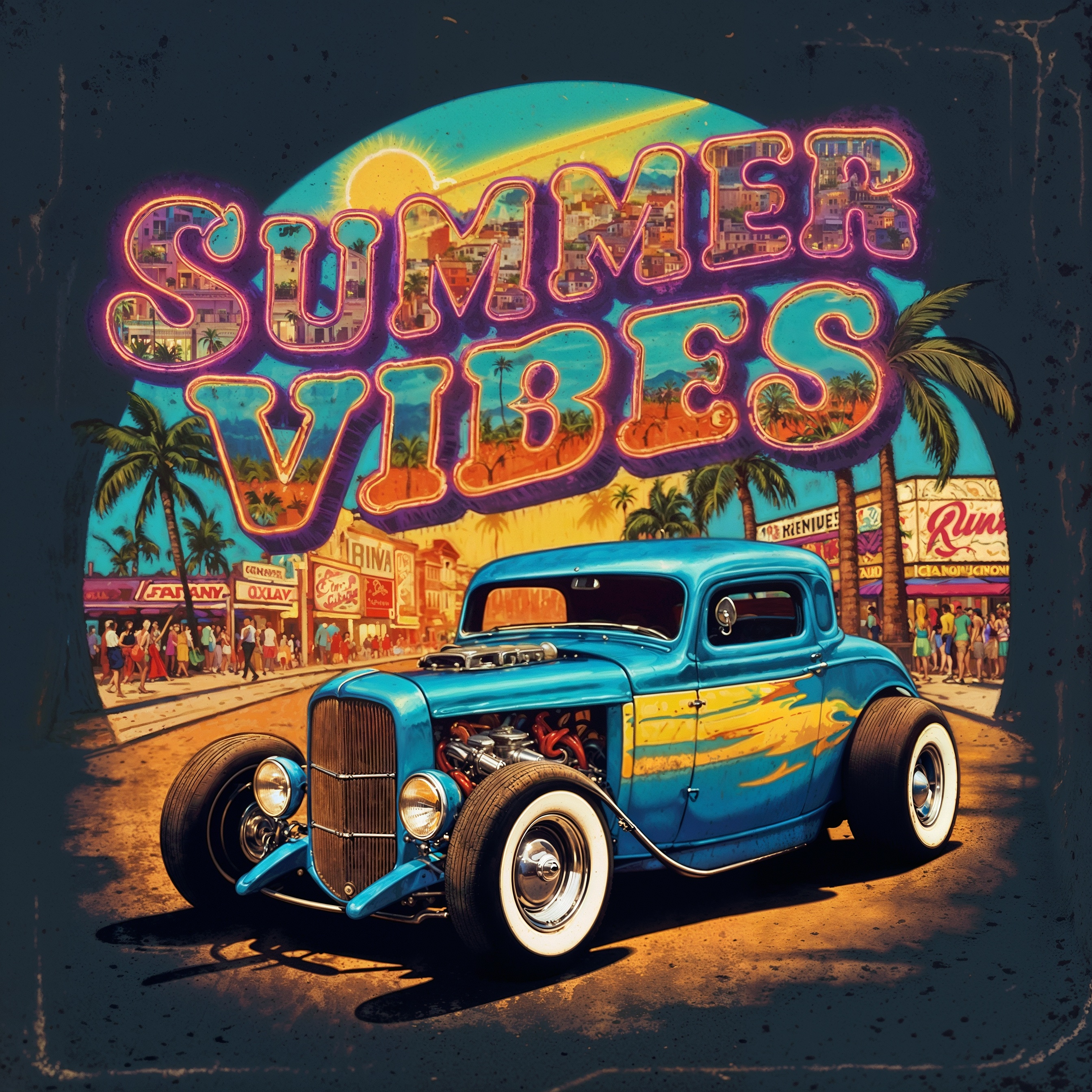 AI generated: Hot Rod Vibing (SD XL - Logo Icon Design)