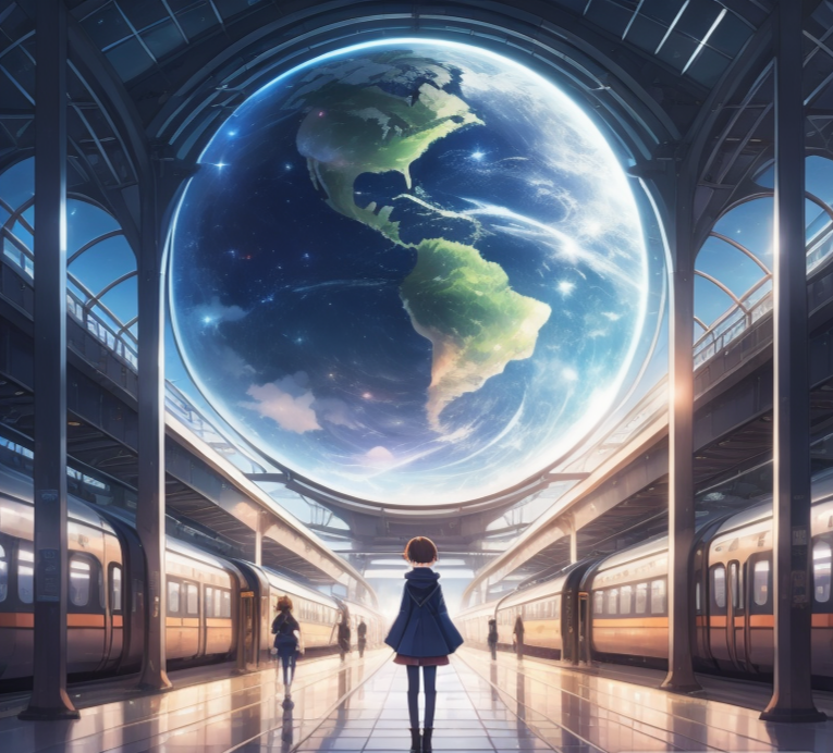 صورة مولدة بالذكاء الاصطناعي: View of Earth from the Moon (نموذج Protogen v2.2 (Anime) Official Release - أنمي)