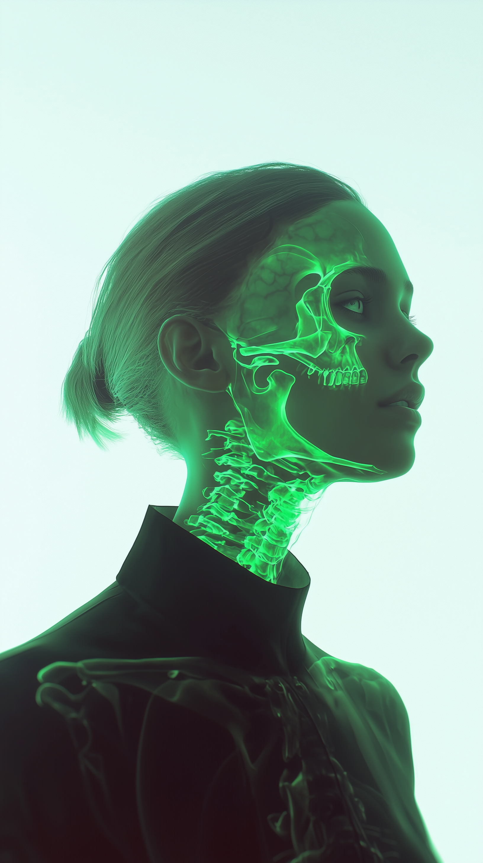 Midjourney prompt: futuristic, ethereal portrait of a woman with tran... - Midjourney