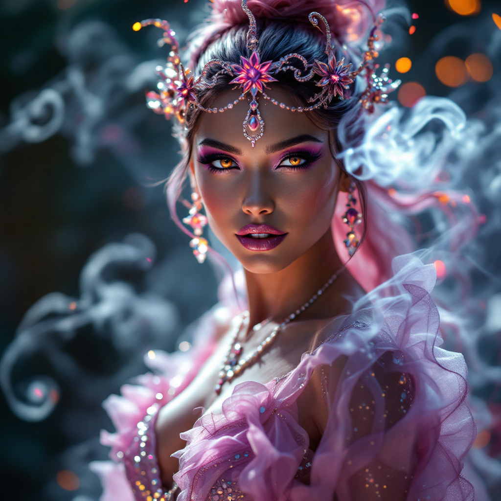 FLUX prompt: In the center of the frame stands a sultry divine ... - FLUX